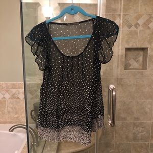 Butterfly sleeve polka-dot tank blouse